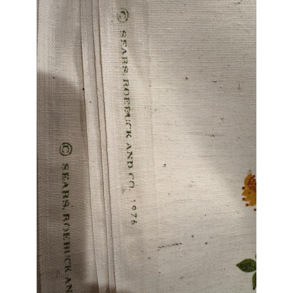 Vintage 1974 Sears‎ Roebuck Yellow Floral Rose Fabric Panel Retro 70s Decor 4YDS - Picture 6 of 12